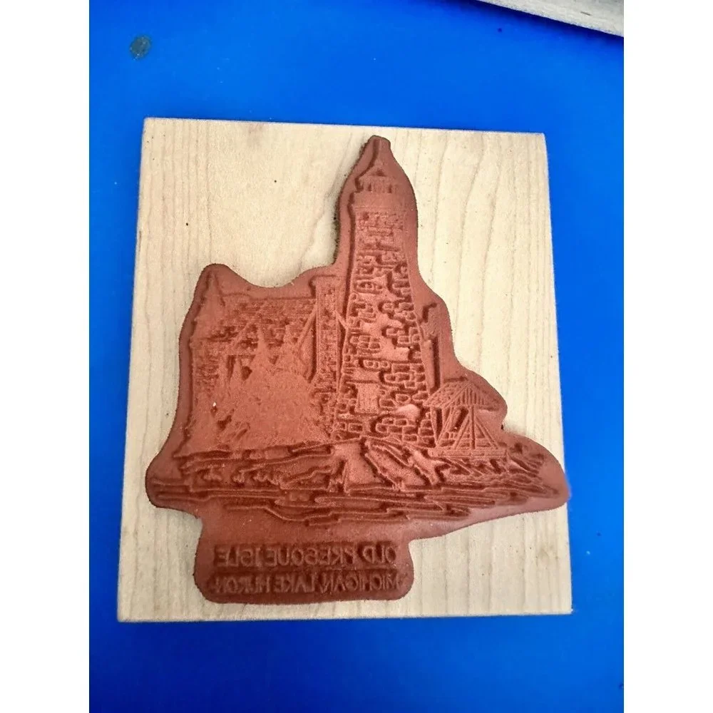 Old Presque Isle Lighthouse Michigan‎ Lake Huron Rubber Stamp See Pictures